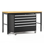 Newage Products Pro 3.0 Series Black 42" Tool Cabinet And Workbench-64350-Bamboo Worktop-Garage Giant 