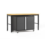 Newage Products Pro 3.0 Series 42" Base Cabinet And 84" Workbench With Worktop-56866-Grey-Bamboo Worktop-Garage Giant 