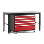 Newage Products Pro 3.0 Series 42" Tool Cabinet And 84" Workbench With Worktop-56875-Red-Stainless Steel Worktop-Garage Giant 