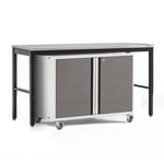 Newage Products Pro 3.0 Series 42" Base Cabinet And 84" Workbench With Worktop-56871-Platinum-Stainless Steel Worktop-Garage Giant 
