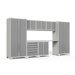 Newage Products Pro 3.0 Series 8-Piece Garage Cabinet Set-52462-Platinum-Stainless Steel Worktop-None-Garage Giant 