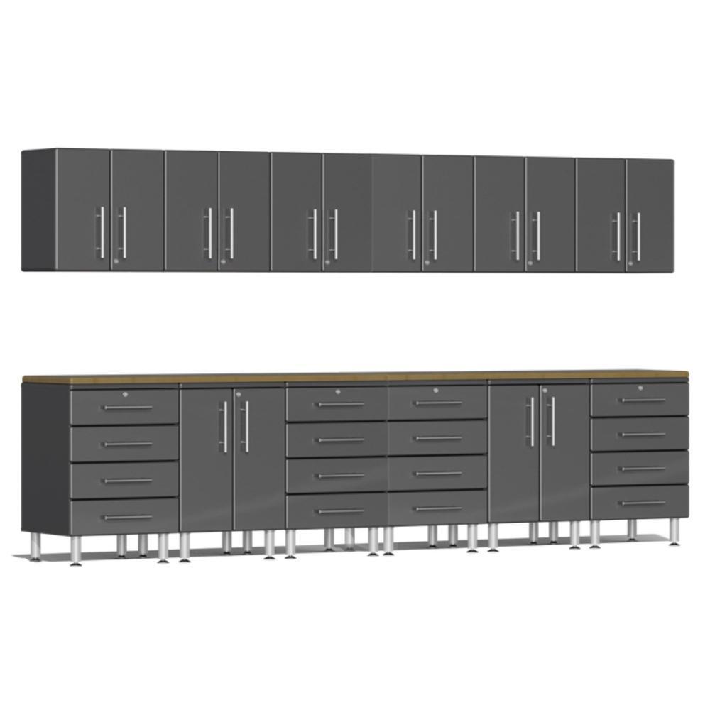 Ulti-MATE Garage Workbench With Drawers, 14-Piece With Bamboo Worktop-UG23142G-Graphite Grey-Garage Giant