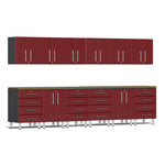Ulti-MATE Garage Workbench With Drawers, 14-Piece With Bamboo Worktop-UG23142R-Ruby Red-Garage Giant 