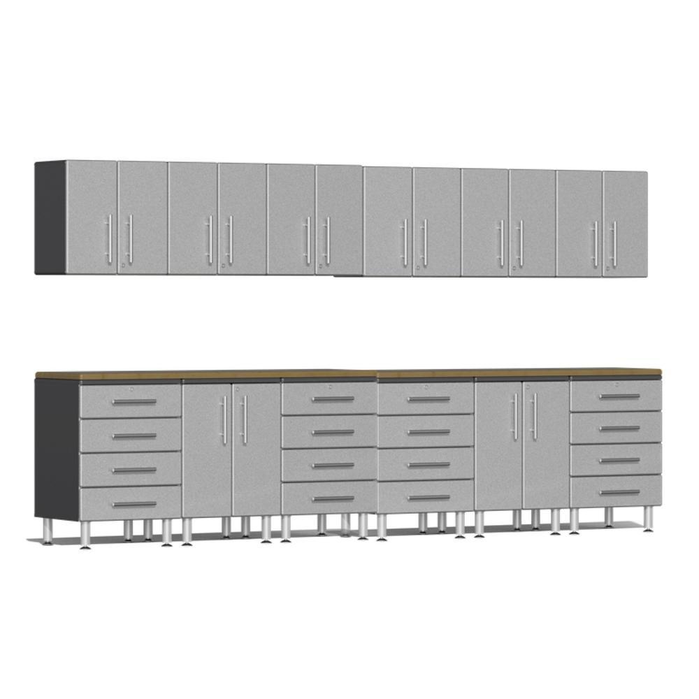 Ulti-MATE Garage Workbench With Drawers, 14-Piece With Bamboo Worktop-UG23142S-Stardust Silver-Garage Giant