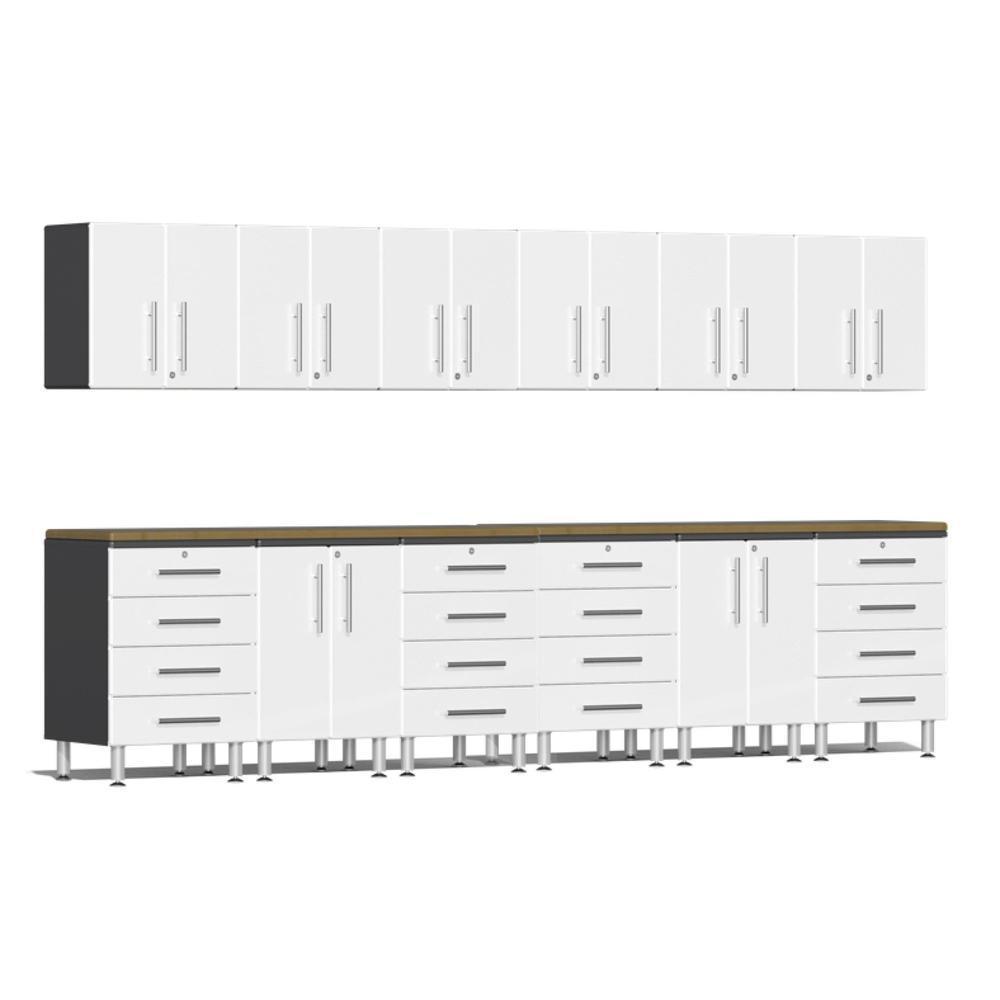 Ulti-MATE Garage Workbench With Drawers, 14-Piece With Bamboo Worktop-UG23142W-Starfire White-Garage Giant