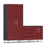Ulti-MATE Garage Workbench With Drawers, 3-Piece with Integrated Recessed Worktop-UG25030R-Ruby Red-Garage Giant 