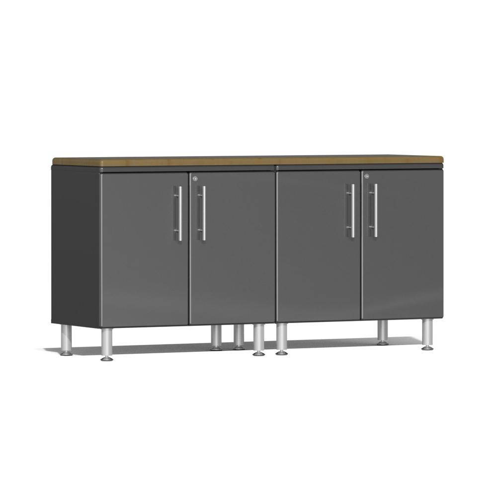 Ulti-MATE Garage Workbench With Drawers, 3-Piece Extra Wide Set with Bamboo Worktop-UG24032G-Graphite Grey-Garage Giant