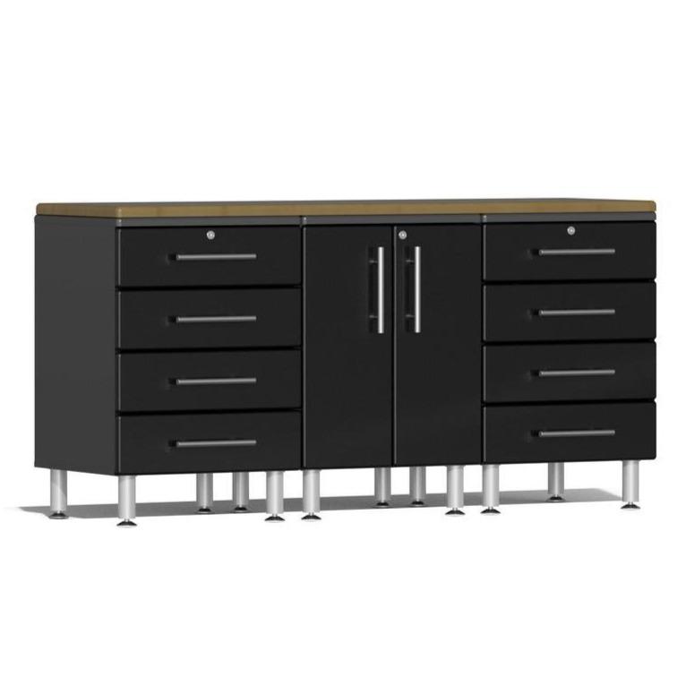 Ulti-MATE Garage Workbench With Drawers, 4-Piece With 2X Drawer Cabinets-UG24042B-Midnight Black-Garage Giant