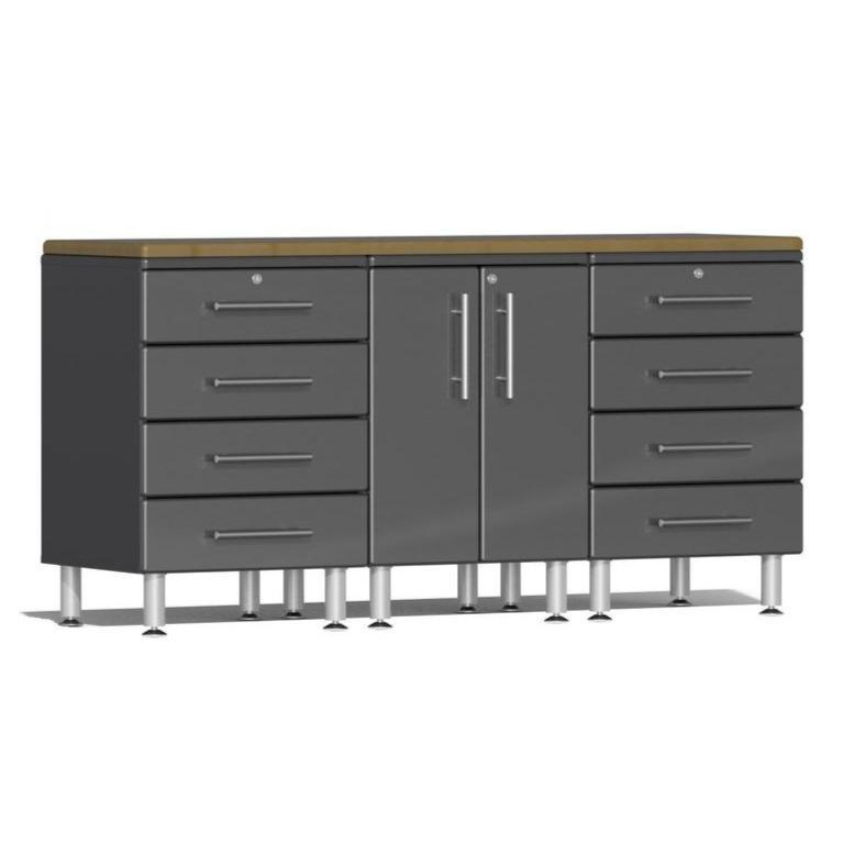 Ulti-MATE Garage Workbench With Drawers, 4-Piece With 2X Drawer Cabinets-UG24042G-Graphite Grey-Garage Giant