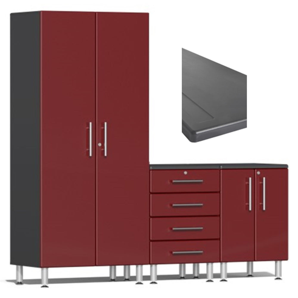 Ulti-MATE Garage Cabinets 4-Piece Set With Recessed Worktop-UG26043R-Ruby Red-Garage Giant