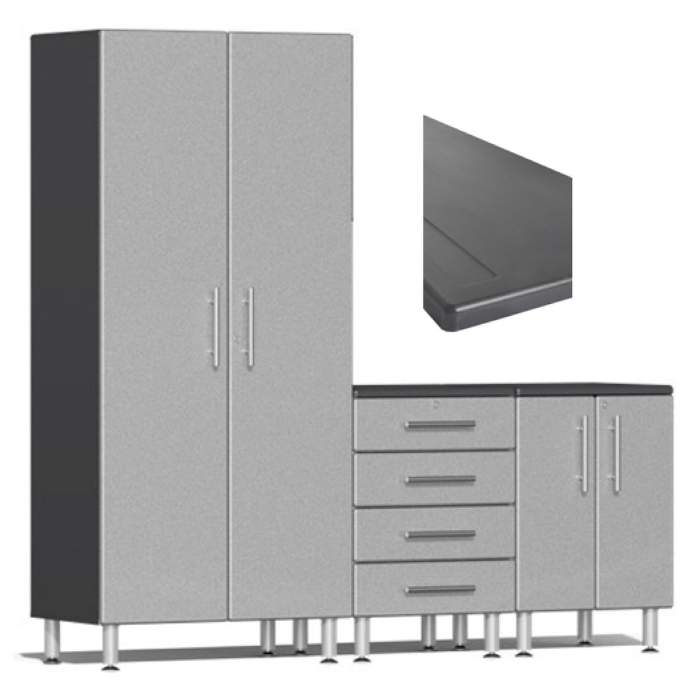 Ulti-MATE Garage Cabinets 4-Piece Set With Recessed Worktop-UG26043S-Stardust Silver-Garage Giant
