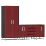 Ulti-MATE Garage Workbench With Drawers, 5-Piece With 3X Base Cabinets-UG26052R-Ruby Red-Garage Giant 