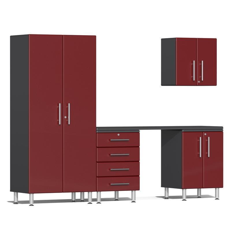 Ulti-MATE Garage Cabinets 5-Piece Set With Wide Workbench-UG22051R-Ruby Red-Garage Giant