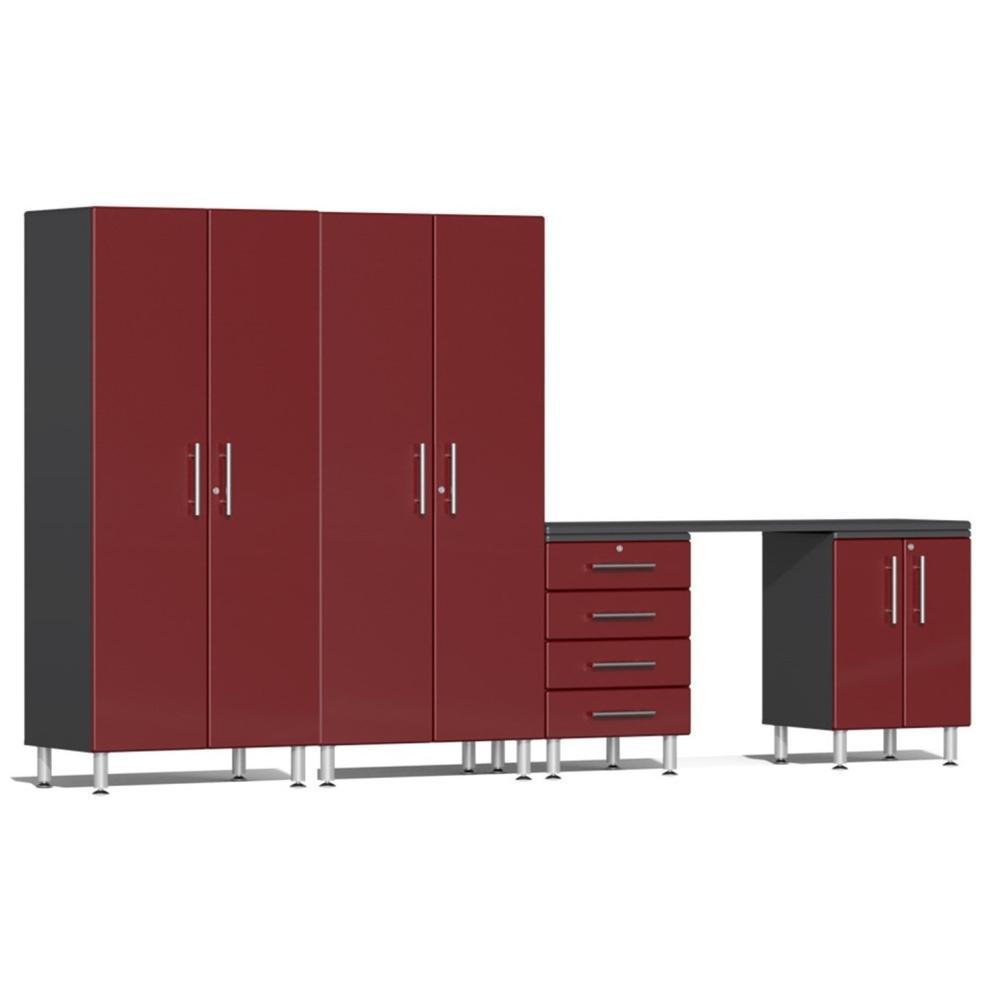 Ulti-MATE Garage Workbench With Drawers, 5-Piece With Recessed Worktop-UG25051R-Ruby Red-Garage Giant