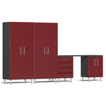 Ulti-MATE Garage Workbench With Drawers, 5-Piece With Recessed Worktop-UG25051R-Ruby Red-Garage Giant 