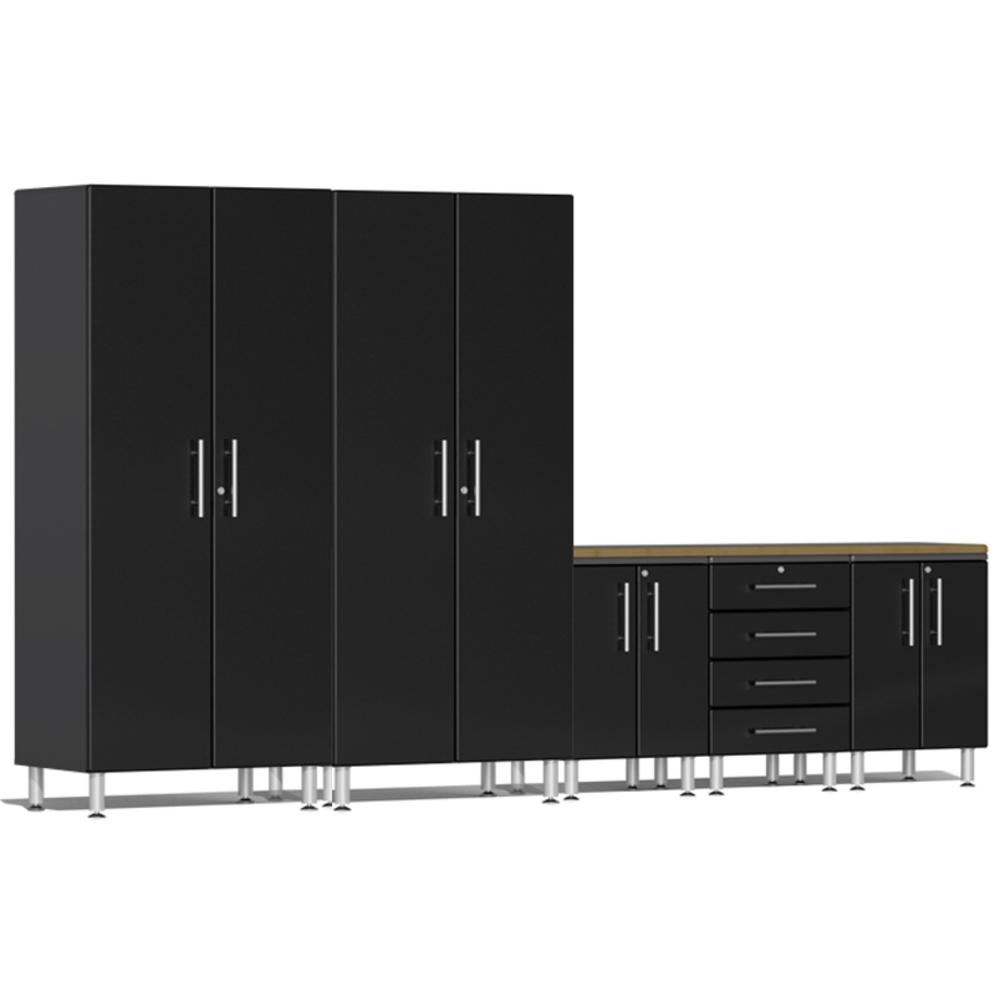 Ulti-MATE Garage Cabinets 6-Piece Set With Bamboo Worktop-UG20062B-Midnight Black-Garage Giant