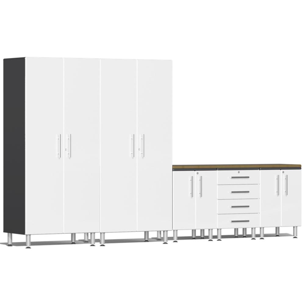 Ulti-MATE Garage Cabinets 6-Piece Set With Bamboo Worktop-UG20062W-Starfire White-Garage Giant