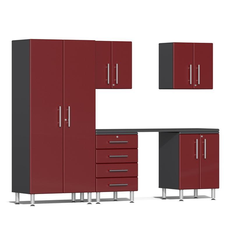 Ulti-MATE Garage Cabinets 6-Piece Set With Recessed Wide Worktop-UG22061R-Ruby Red-Garage Giant