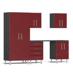 Ulti-MATE Garage Cabinets 6-Piece Set With Recessed Wide Worktop-UG22061R-Ruby Red-Garage Giant 