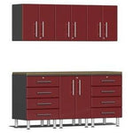 Ulti-MATE Garage Workbench With Drawers, 7-Piece With Bamboo Worktop-UG22072R-Ruby Red-Garage Giant 