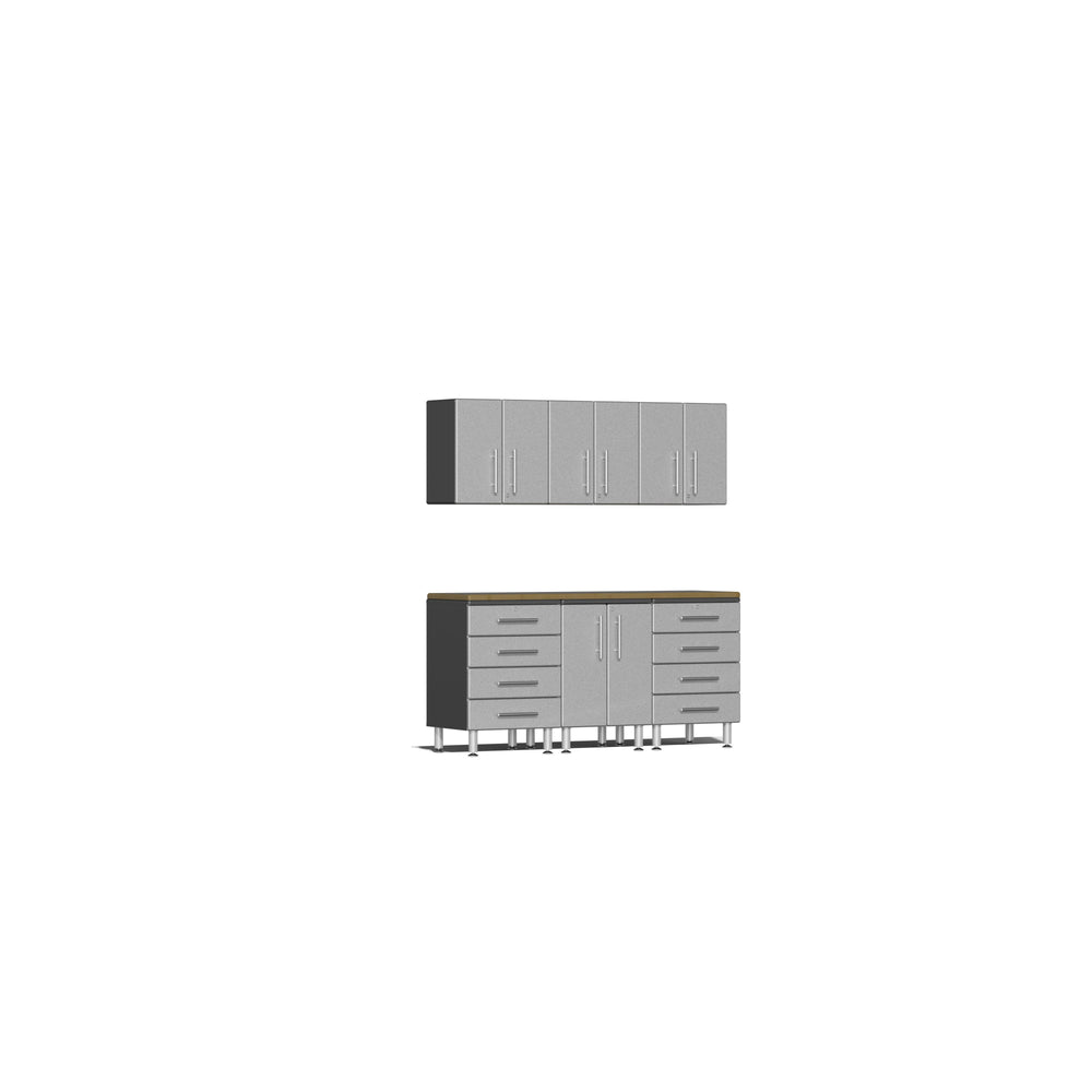 Ulti-MATE Garage Workbench With Drawers, 7-Piece With Bamboo Worktop-UG22072S-Stardust Silver-Garage Giant