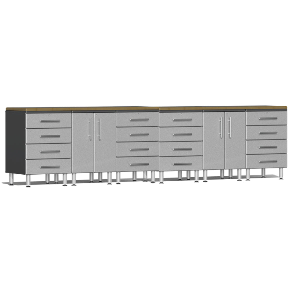 Ulti-MATE Garage Workbench With Drawers, 8-Piece Set With Bamboo Worktop-UG26082S-Stardust Silver-Garage Giant