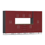 Ulti-MATE Garage Cabinets 9-Piece Set With Central Workbench-UG23092R-Ruby Red-Garage Giant 
