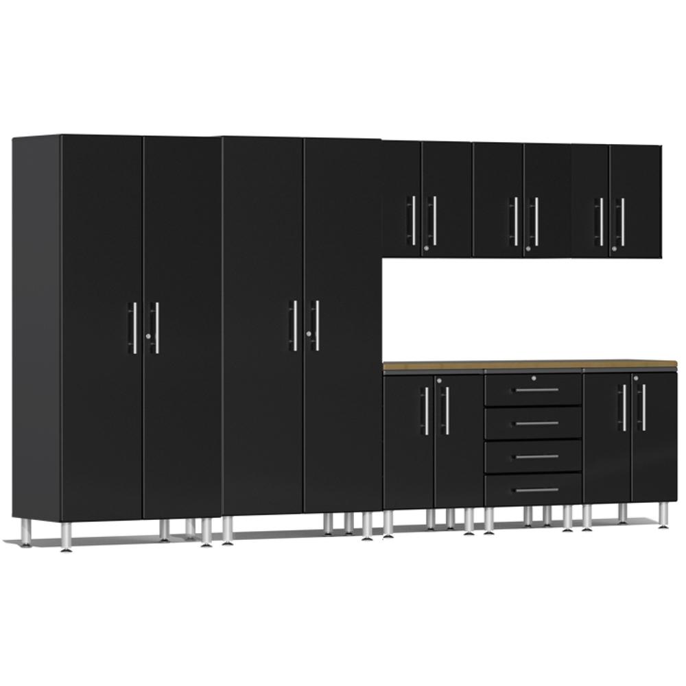 Ulti-MATE Garage Cabinets 9-Piece Set With Side Workbench-UG25092B-Midnight Black-Garage Giant