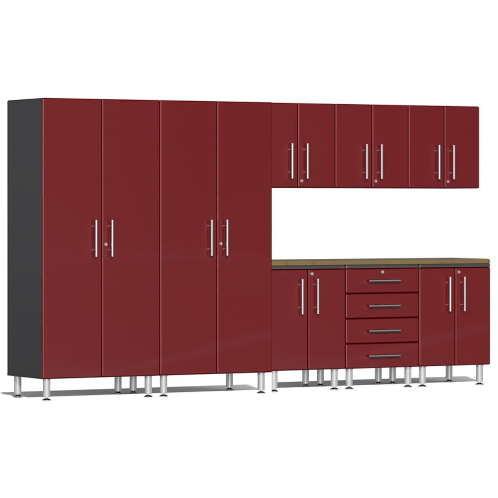 Ulti-MATE Garage Cabinets 9-Piece Set With Side Workbench-UG25092R-Ruby Red-Garage Giant